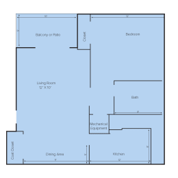  Floor Plan 1 Bedroom, 1 Bathroom