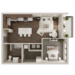 One Bed / One Bath 690 SF Floor Plan at The Westline at Flanagan Lake in Omaha, NE