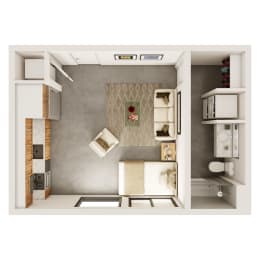  Floor Plan 0 Bedroom, 1 Bathroom - 470 SQ FT