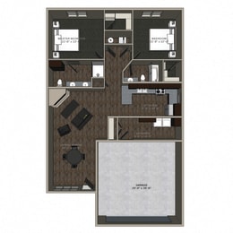  Floor Plan Two Bedroom Townhome