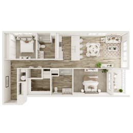  Floor Plan 2 Bedroom, 2 Bathroom - 1320 SF