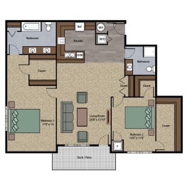  Floor Plan 2 Bedroom Unit J