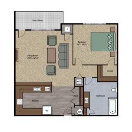  Floor Plan 1 Bedroom Unit K