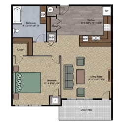  Floor Plan 1 Bedroom Unit L