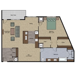  Floor Plan 1 Bedroom with Den Unit M