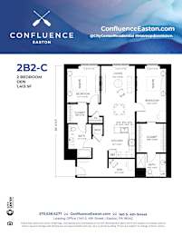 2B2-C Floor Plan at The Confluence Apartments, Easton, 18042