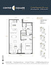 A14E Floor Plan at Center Square Lofts East, Pennsylvania