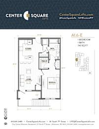 A16E Floor Plan at Center Square Lofts East, Allentown