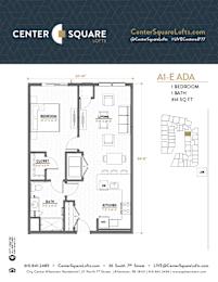 A13E ADA Floor Plan at Center Square Lofts East, Allentown