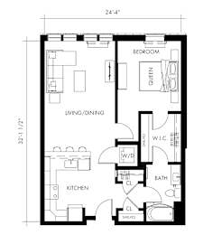 Alph32T Floor Plan at 1010 Apartments, Pennsylvania, 18101