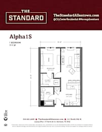 Alpha1S Floor Plan at The Standard Apartments, Allentown, PA, 18101