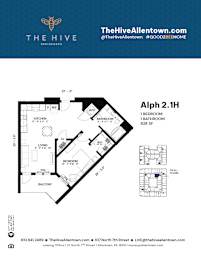 1 bed 1 bath W at The Hive Apartments, Allentown, PA