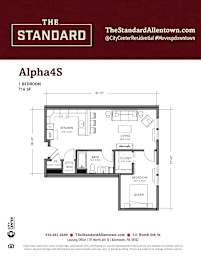 Alpha4S Floor Plan at The Standard Apartments, Pennsylvania, 18101