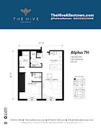 1 bedroom 1 bathroom J at The Hive Apartments, Pennsylvania, 18101