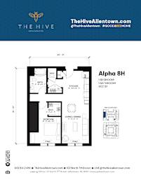 1 bedroom 1 bathroom K at The Hive Apartments, Allentown, PA, 18101