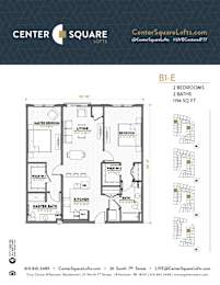 B1E Floor Plan at Center Square Lofts East, Allentown Pennsylvania