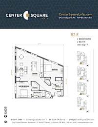 B2E Floor Plan at Center Square Lofts East, Allentown, 18101