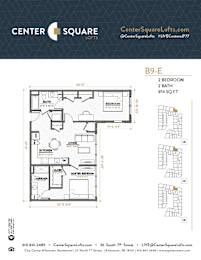 B9E Floor Plan at Center Square Lofts East, Allentown, PA