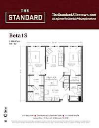 Beta1S Floor Plan at The Standard Apartments, Allentown, PA, 18101