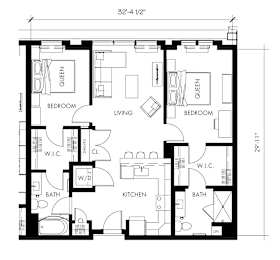 Beta61T Floor Plan at 1010 Apartments, Allentown, 18101