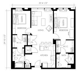 Beta64T Floor Plan at 1010 Apartments, Pennsylvania