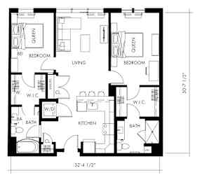 Beta6T Floor Plan at 1010 Apartments, Allentown, PA