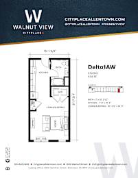 Studio 1 bath Delta1AW  at Walnut View Apartments, Pennsylvania