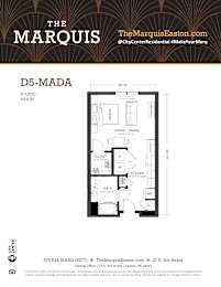 A floor plan for a studio apartment at The Marquis Easton.