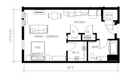 Delta1T Floor Plan at 1010 Apartments, Allentown, PA, 18101