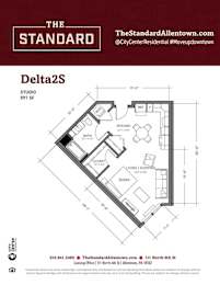 Delta2S Floor Plan at The Standard Apartments, Allentown, PA, 18101