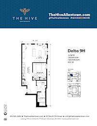 1 bedroom 1 bathroom C at The Hive Apartments, Pennsylvania, 18101