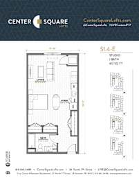 S14E Floor Plan at Center Square Lofts East, Allentown Pennsylvania