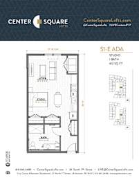 S1E Floor Plan at Center Square Lofts East, Allentown, PA 18101