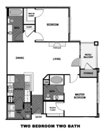 a floor plan of a two bedroom two bathroom floor plan with roommates