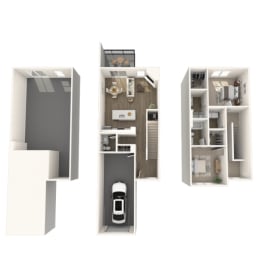 2 bedroom floor plan at Bayview of Traverse City, MI apartments