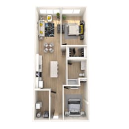 2 bedroom floor plan at apartments in Royal Oak, MI | Main Living Apartments in Royal Oak, MI