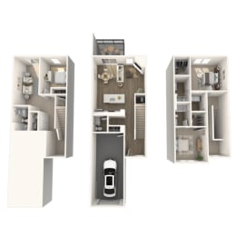 3 bedroom floor plan at Bayview of Traverse City, MI apartments