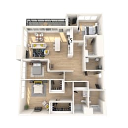 3 bedroom floor plan at apartments in Royal Oak, MI | Main Living Apartments in Royal Oak, MI