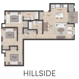 3 Bedroom Apartment floor plan in Hudsonville, MI