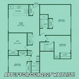 A floor plan of a house with a waitlist sign.