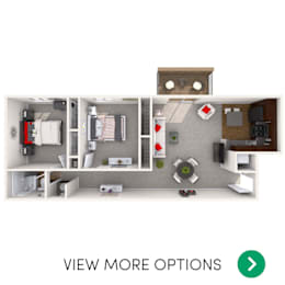 2 bedroom 1 bathroom floor plan at Glenwood Apartments in East Lansing near Michigan State University