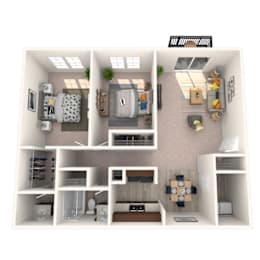 2 bedroom floor plan at Okemos Apartments | Knob Hill Apartments in Okemos, MI