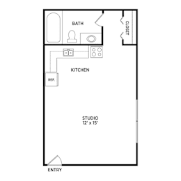 Studio apartment floor plans in East Lansing, MI near Michigan State University | North Pointe