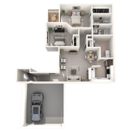 2 bedroom apartments in Novi, MI | Floor plan at River Oaks West Apartments in Novi, MI 48375