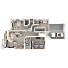 2 bedroom apartments in Novi, MI | Floor plan at River Oaks West Apartments in Novi, MI 48375