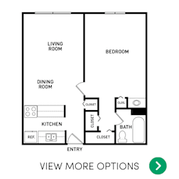 1 bedroom apartment floor plans in East Lansing, MI near Michigan State University | The Oaks