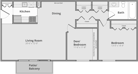 Baldwin Floor Plan at Apple Ridge Apartments - Livonia, MI, Livonia, MI