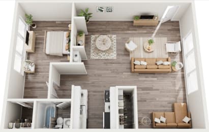 a view of the living room from above