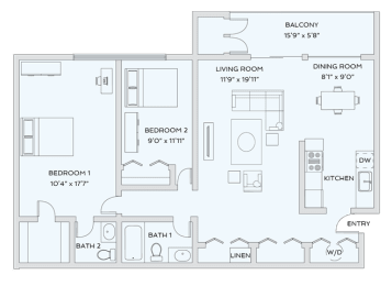 Floor Plan  a floor plan of a living room with a bedroom and a dining room