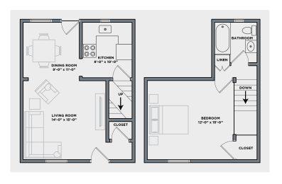 a floor plan of a 1 bedroom floor plan